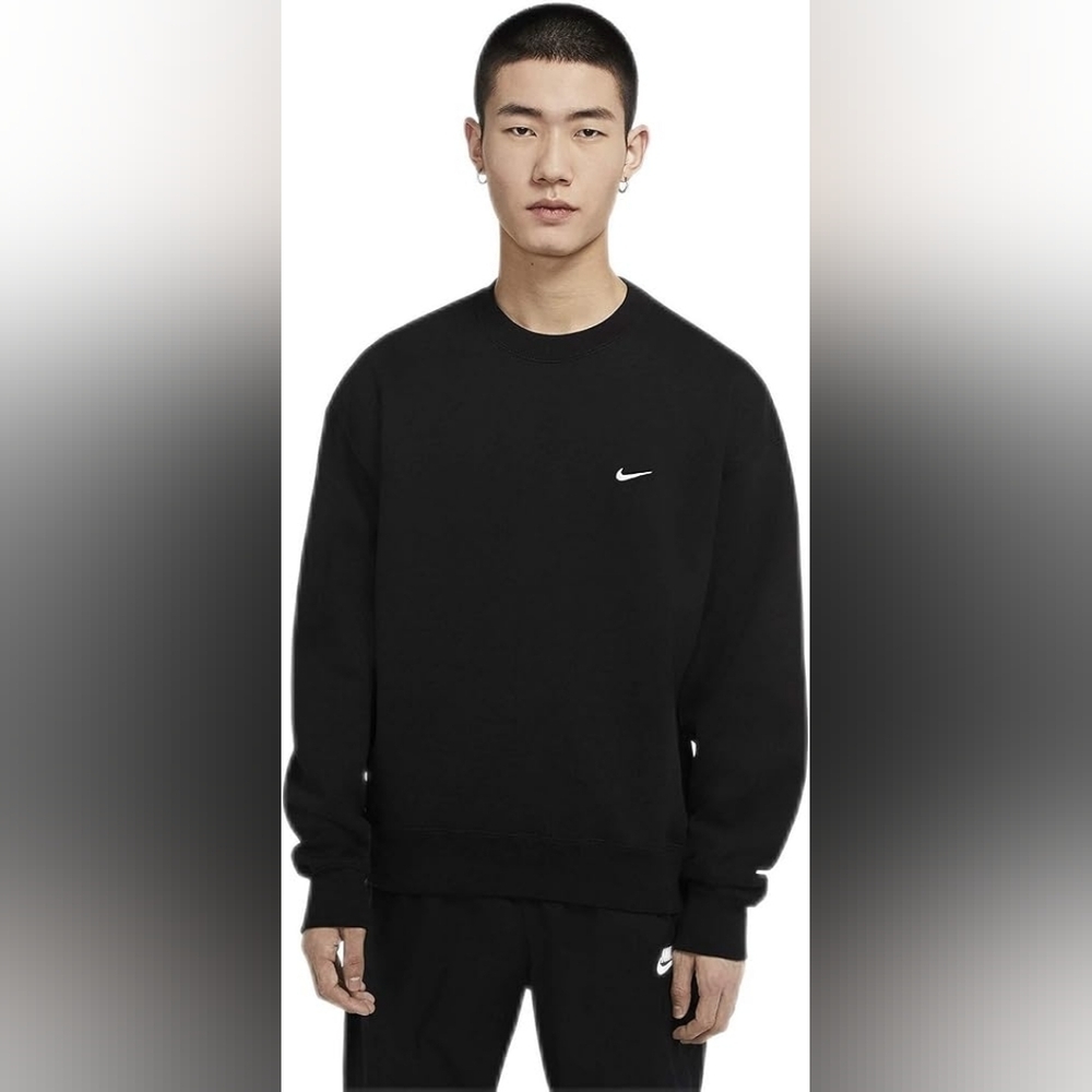Nike Sportswear Solo Swoosh Men's Fleece Crew, Color Black Size 3XL